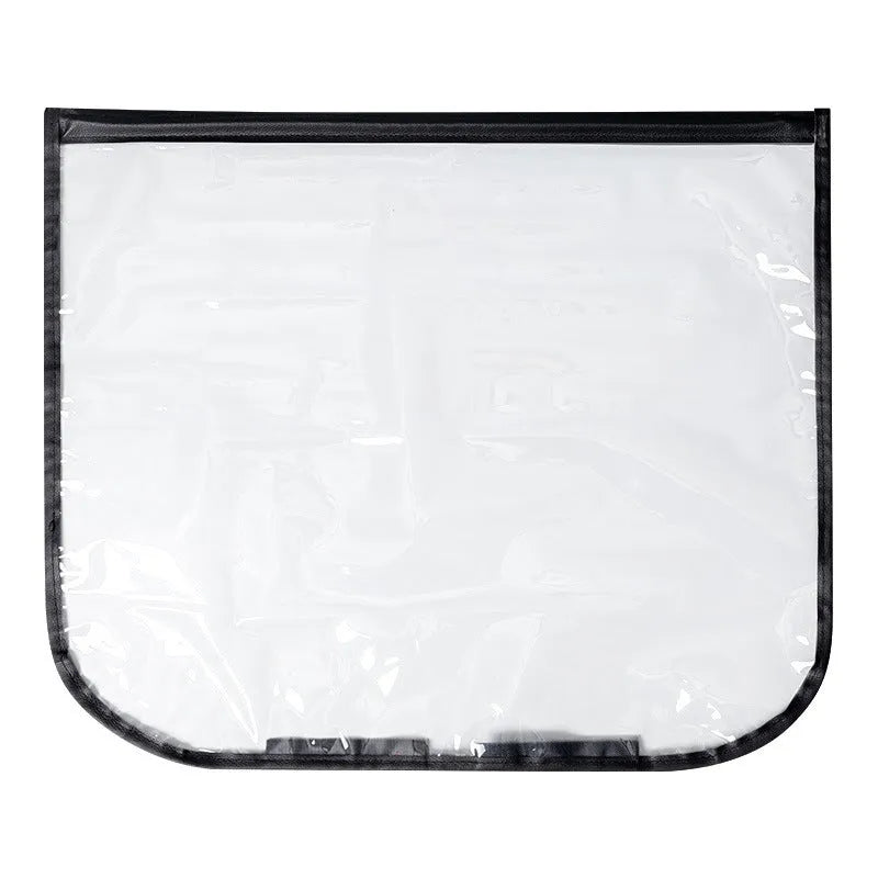 Black waterproof PVC rain cover for electric vehicle charging gun with magnetic strips.