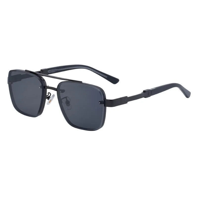 Men's vintage-style sunglasses with UV protection in gradient gold double gray colour with PC lenses