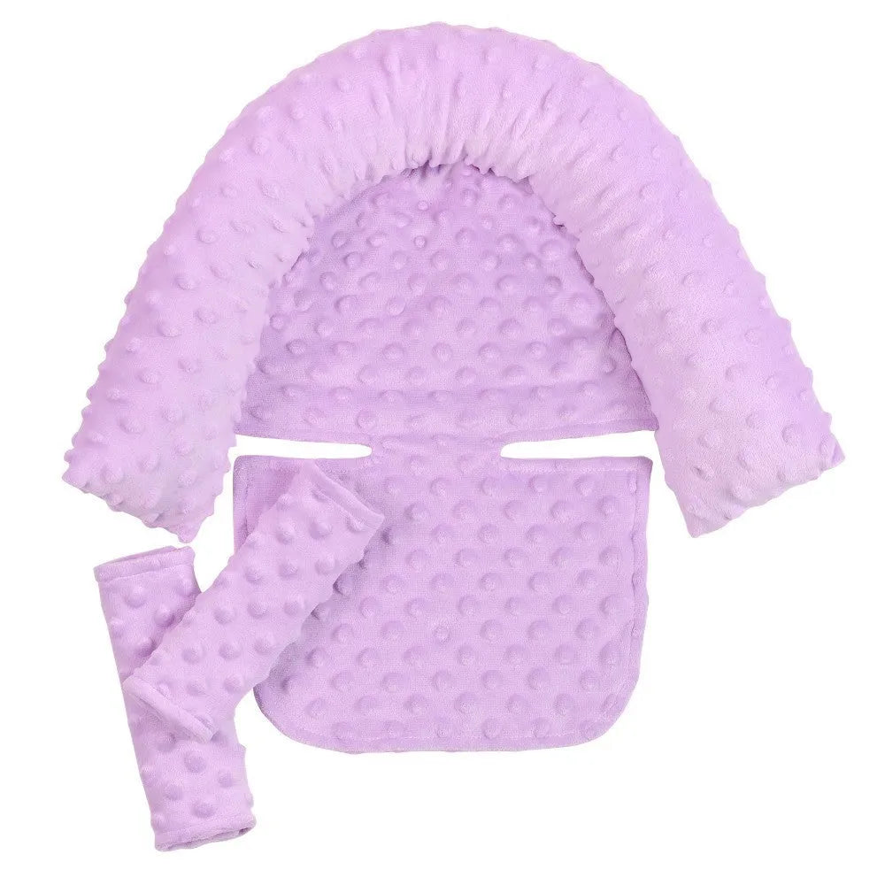 Babies' shaping pillow in Crystal Velvet fabric with two belts for head support, in white colour option