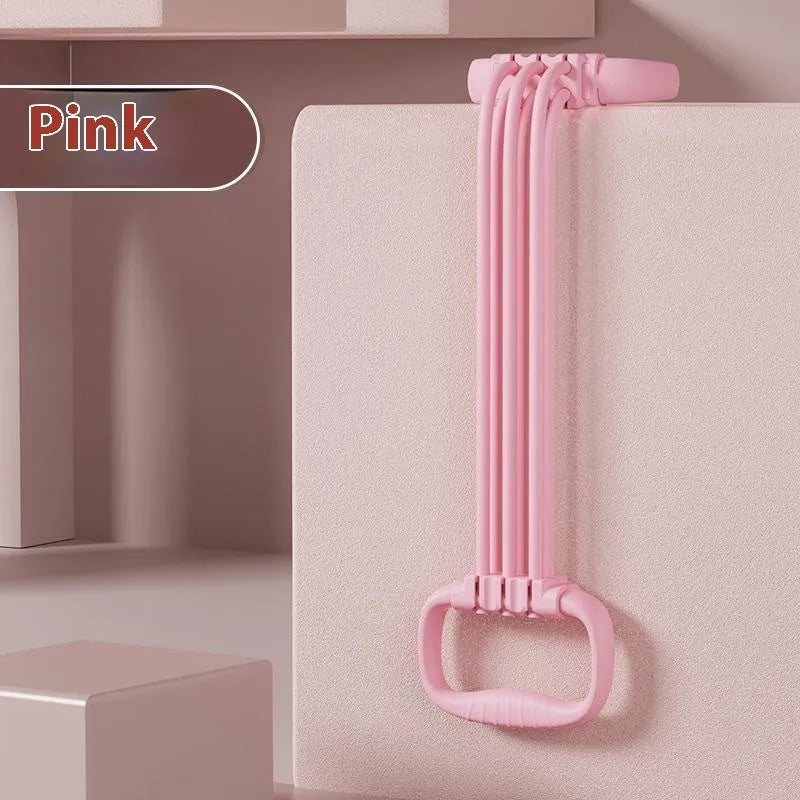 Women's adjustable chest expander with TPE pull rope in pink, blue, or purple colours