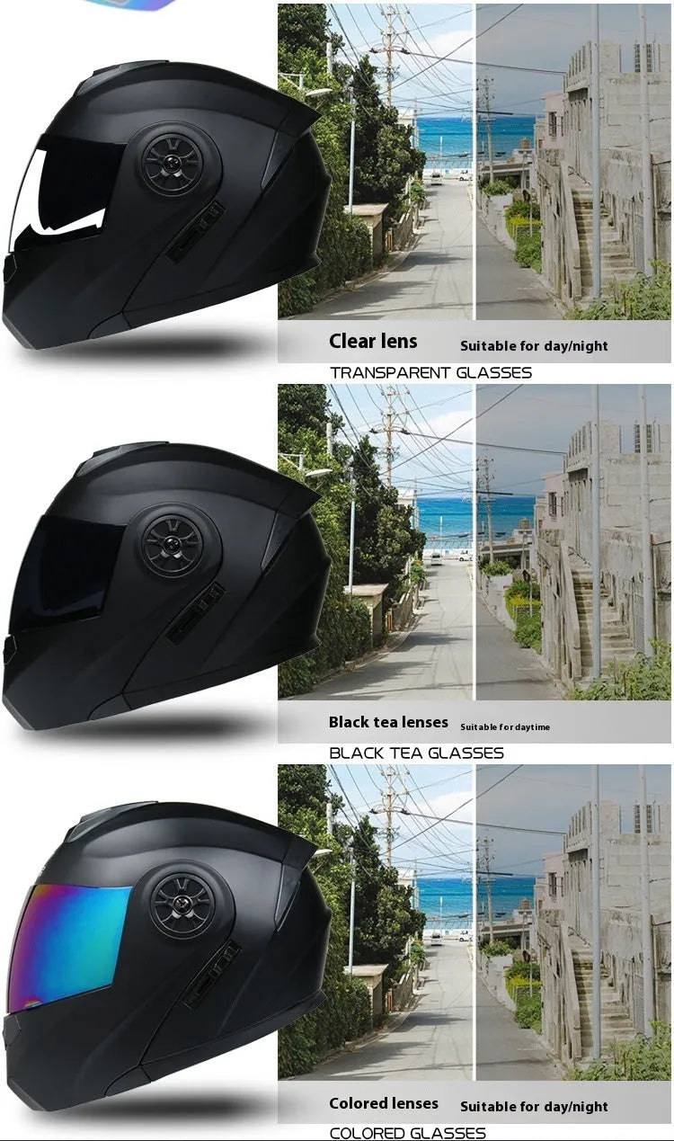 Asian black full face motorcycle helmet with ABS shell in S M L XL size options
