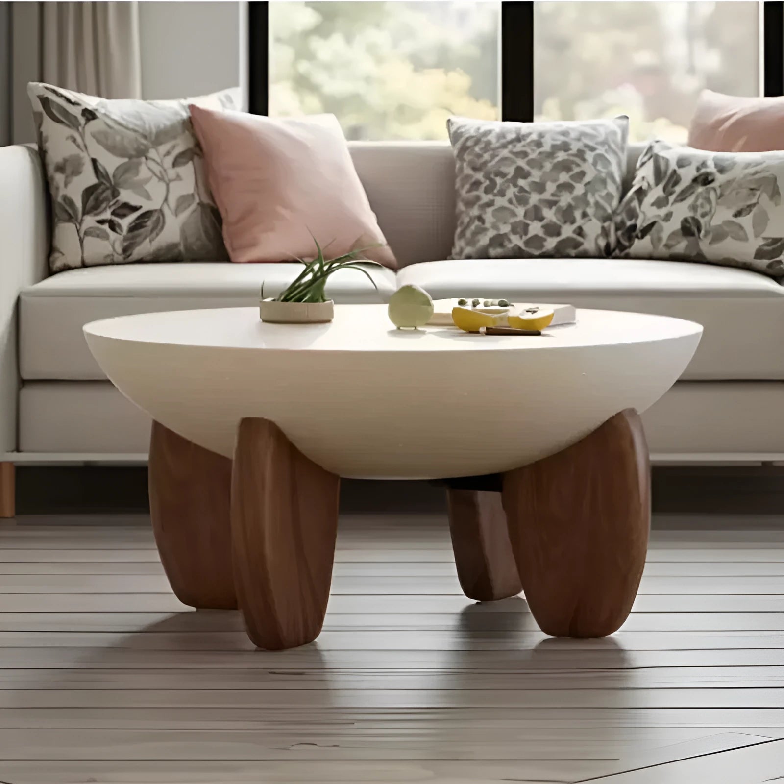 White solid wood adjustable height coffee table with storage compartment.