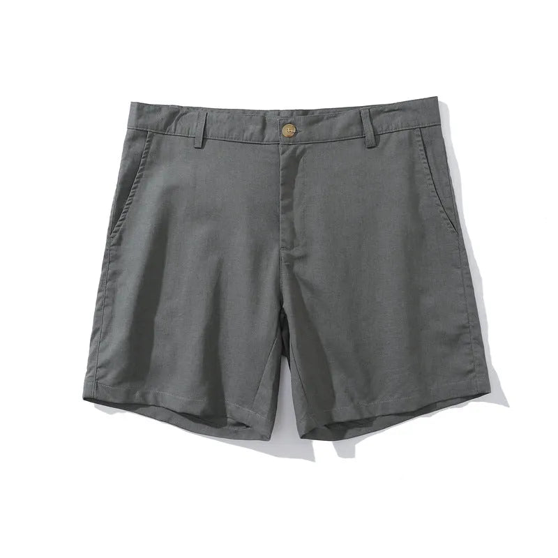 Men's loose plus size linen blend casual shorts, mid waist, short length, solid colour, sizes M-3XL