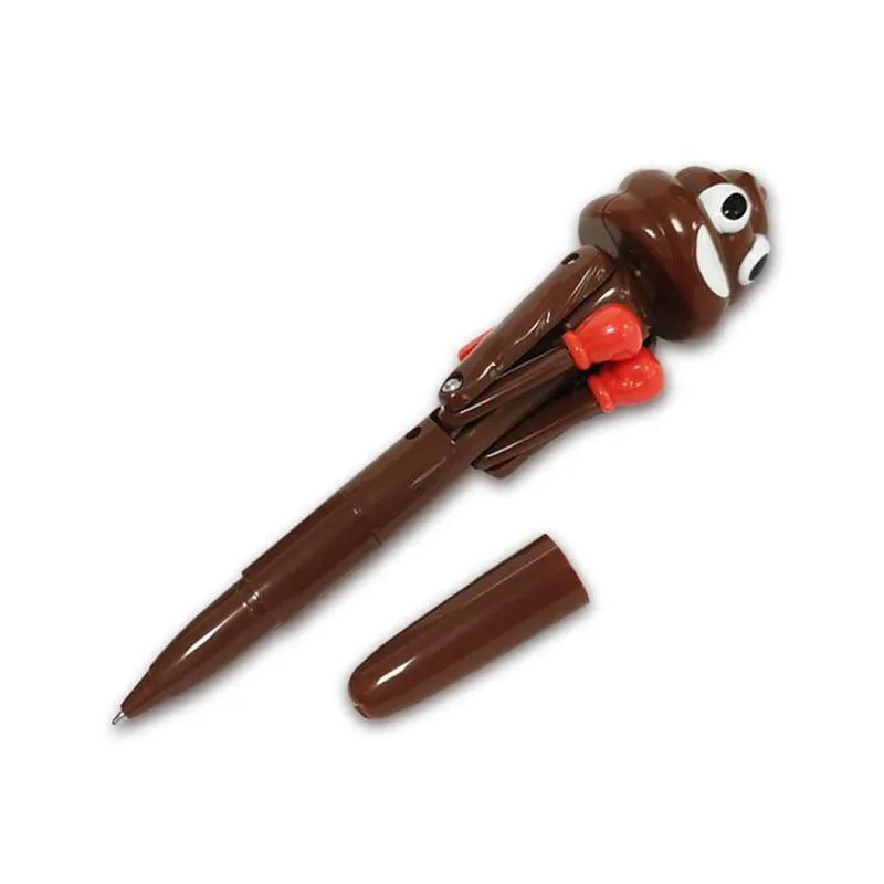 Dark coffee colour poop boxing creative tricky ballpoint pen made of plastic for teenagers aged 7-14