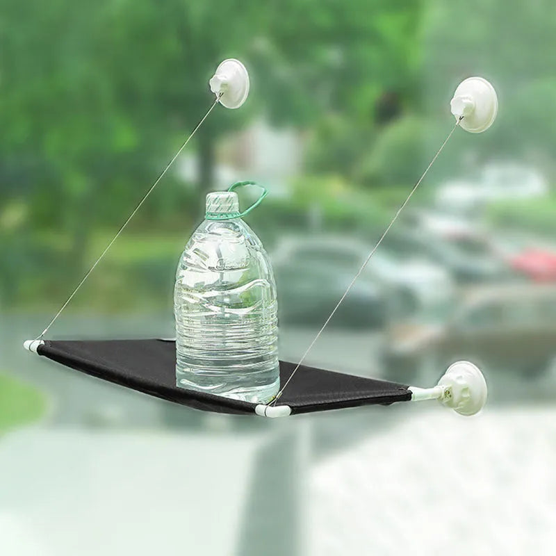 Black suction cup cat hammock, foldable hanging cat nest for balcony or window glass, fibre tube cloth
