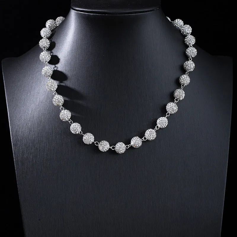 Alloy hip hop waist chain with diamond ball zipper detail, 115cm length, black colour option on display