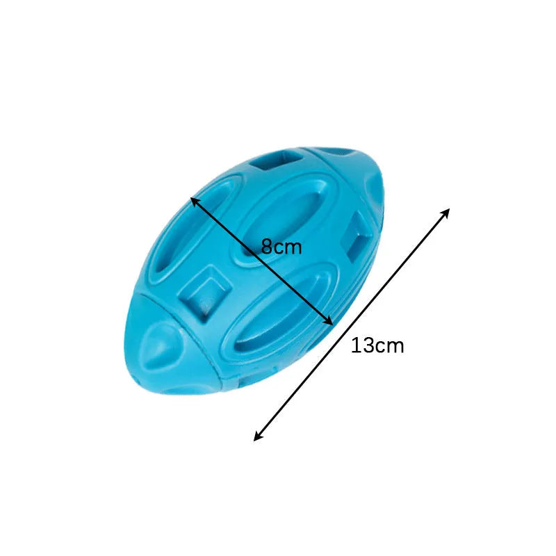 Blue green orange squeaky rubber chew toy for medium large breed dogs with aggressive chewing habits