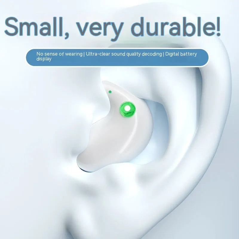 Wireless Bluetooth sleep headset earplugs in black or white with charging bin and digital display