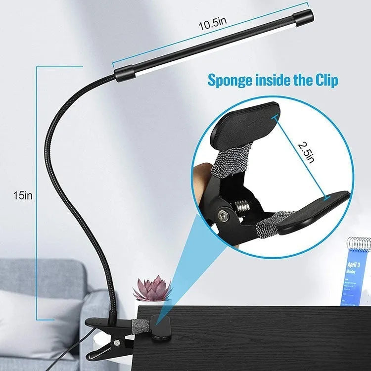 Black or white 26cm USB LED desk lamp with eye protection mode for student dormitory