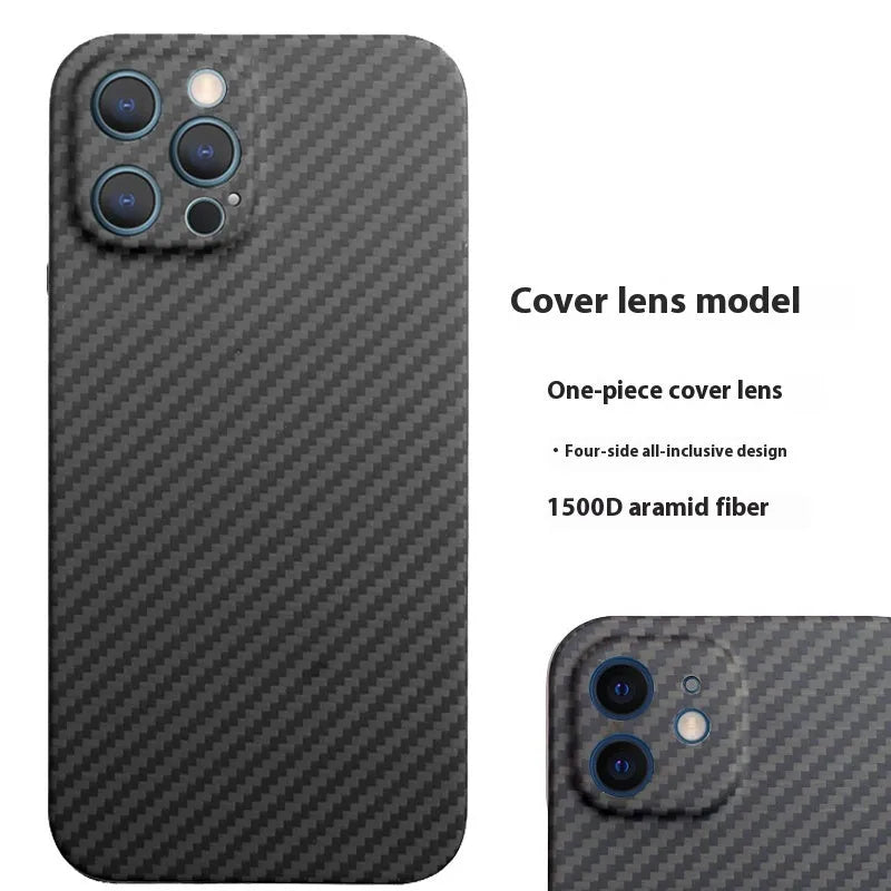 Aramid fibre ultra-thin frosted phone case for iPhone 12 series in black 1500D weave