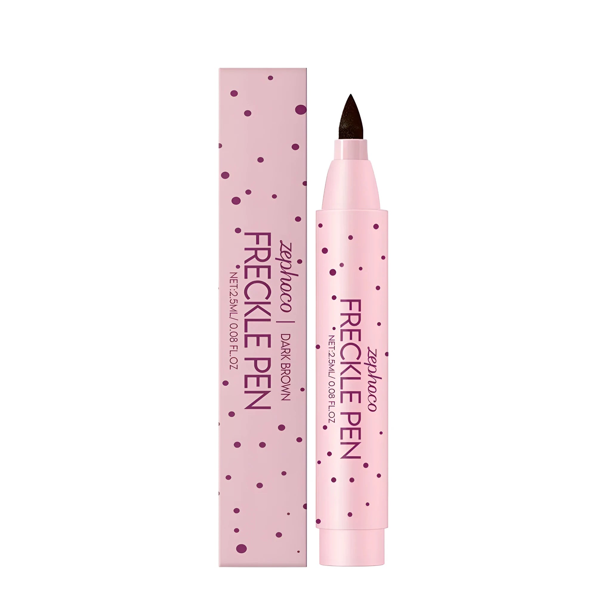 Freckle pen for faux freckle application in dark brown and light brown shades