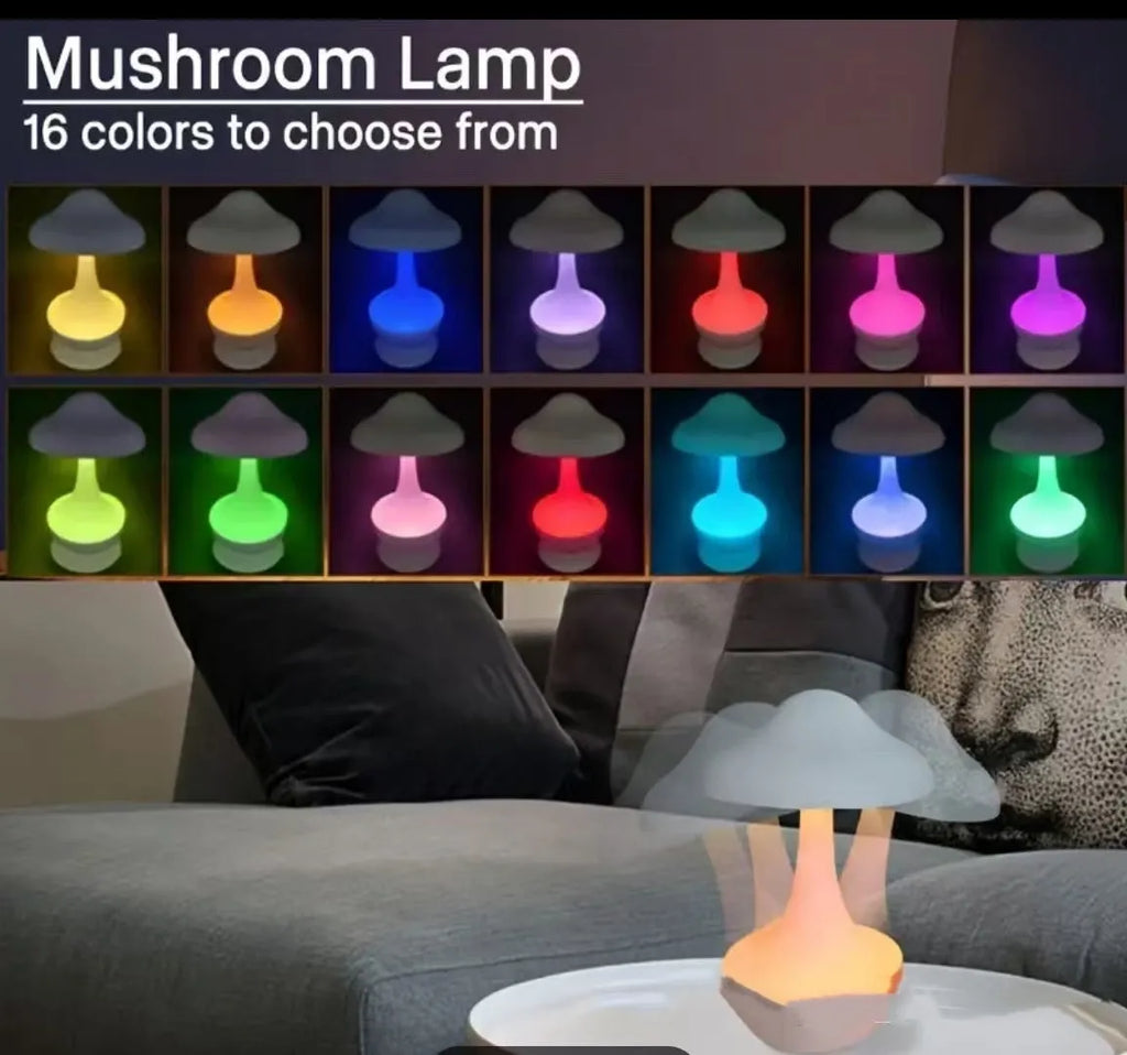 Tumbler mushroom lamp in ABS, 90 x H160mm, RGB16 rechargeable bedside night light