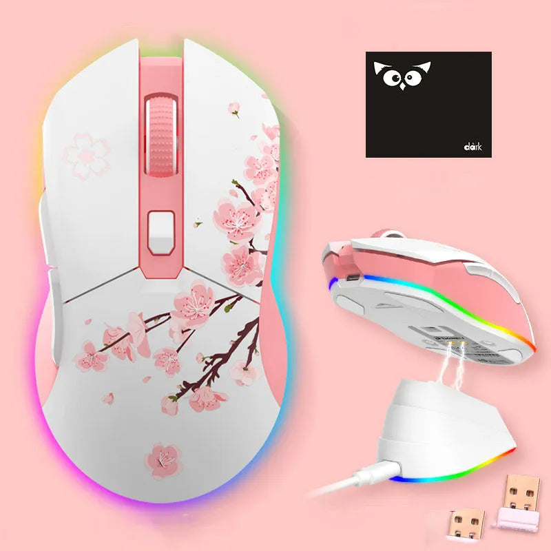 Lightweight wireless wired game mouse with USB connector, mouse pad, 7 keys, and 10m wireless range