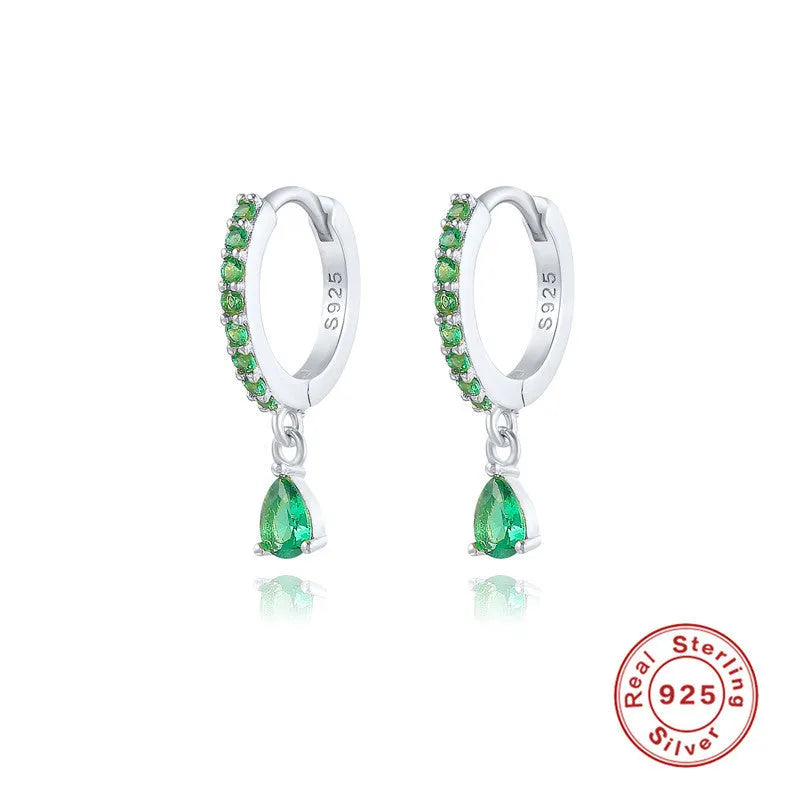 S925 sterling silver water drop earrings with diamond detail in gold or silver plating.