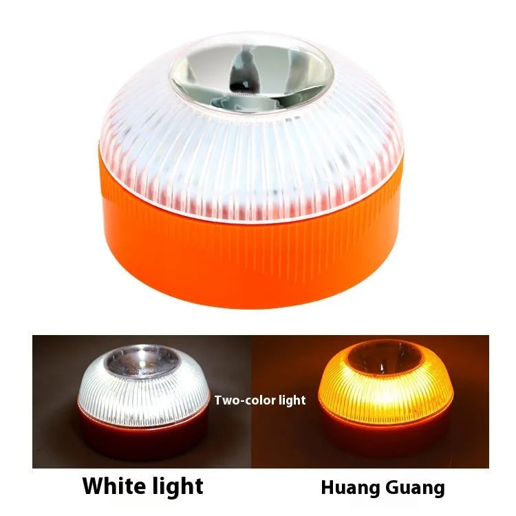 V16 LED emergency warning light in plastic housing with colour options on a vehicle.