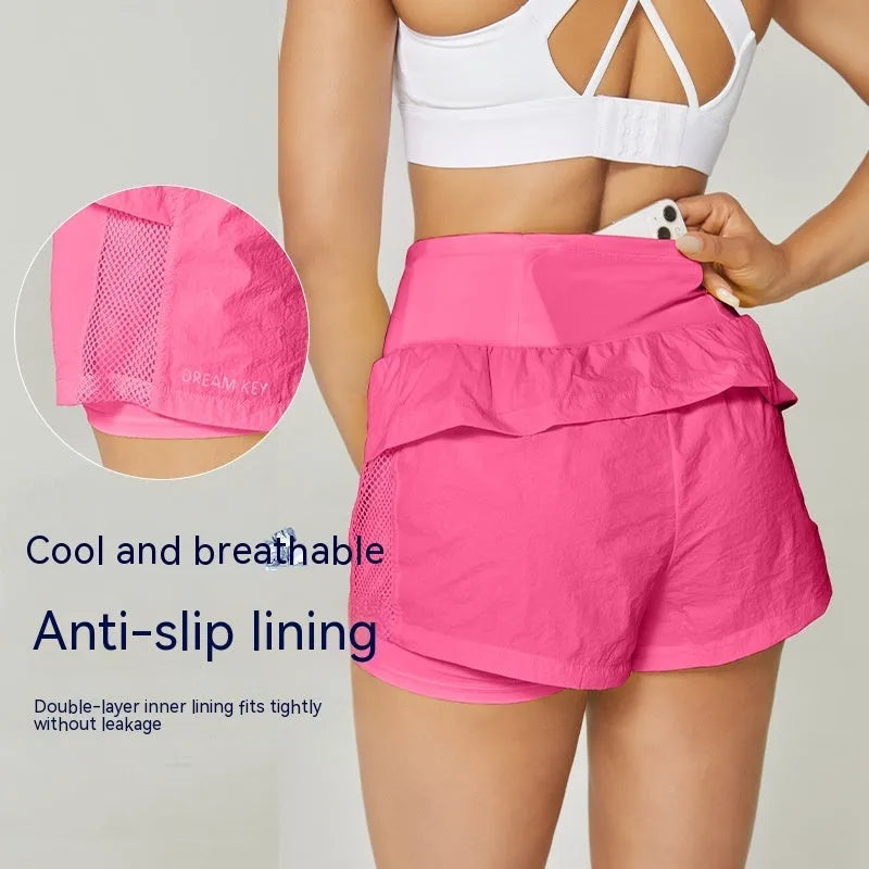Women's cotton blend quick-dry fitness shorts in loose casual style showing colour options