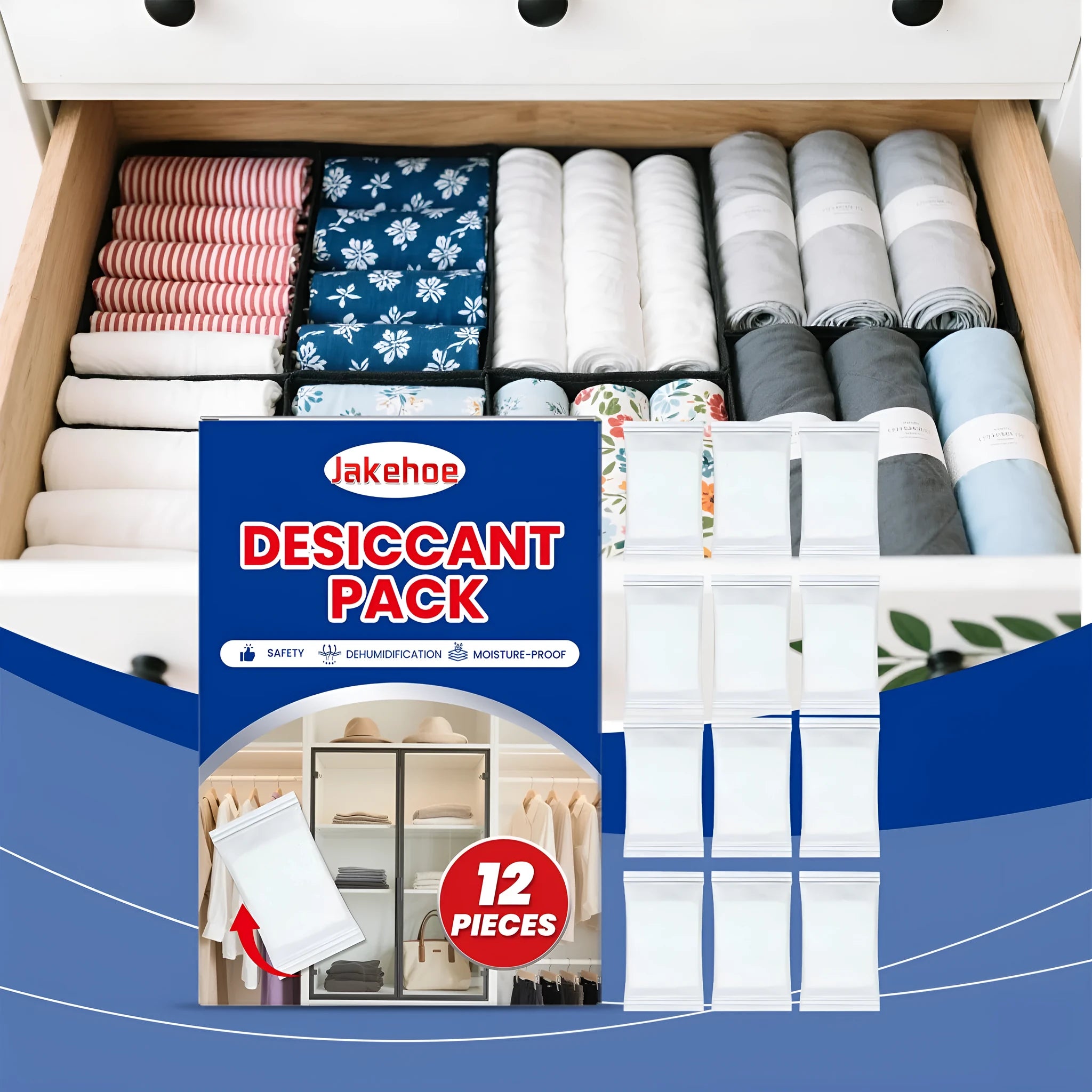 12 calcium chloride desiccant bags with wood pulp filler for household moisture control