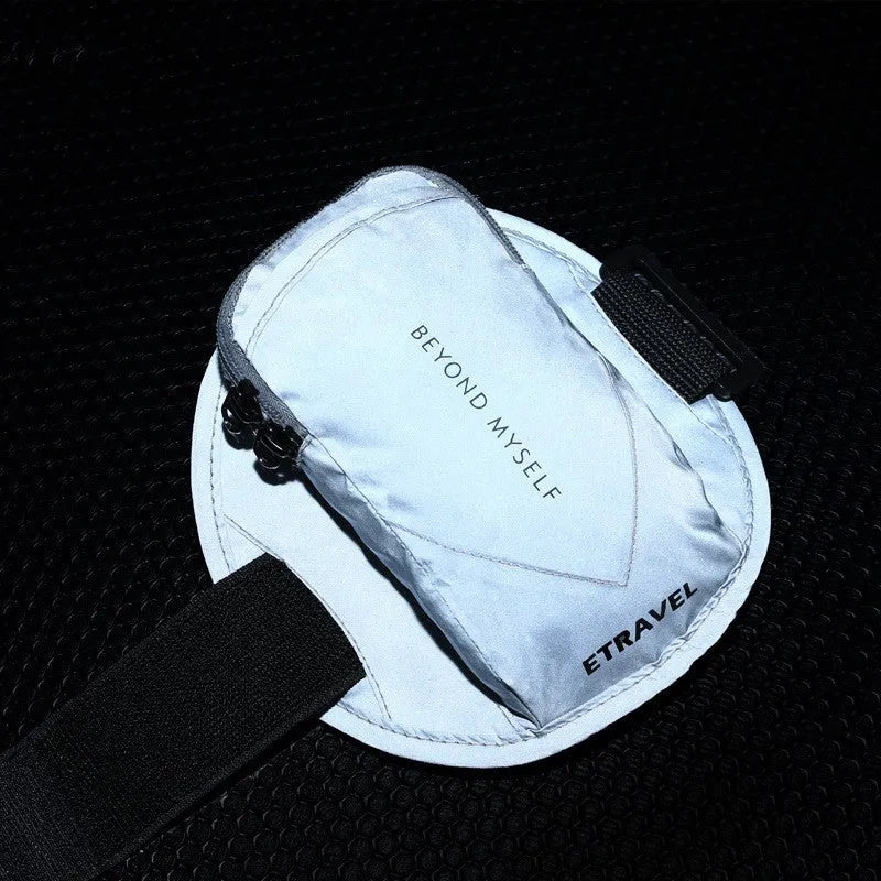 Reflective running arm bag with 7-inch capacity in three colour options