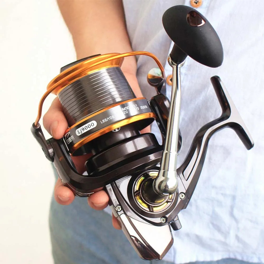 Orange 9000 series spinning reel with foldable handle and aluminium alloy body, 12+1 ball bearings
