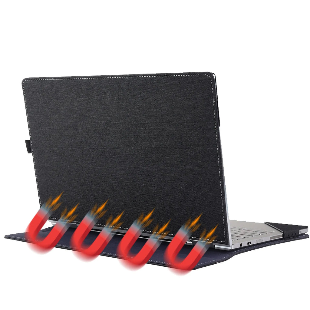Black imitation leather laptop protective sleeve for Microsoft Laptop6 13.5 and 15 inch models, showing Chinese-style design.