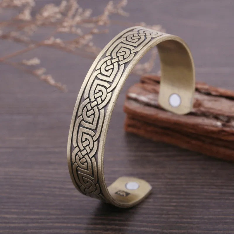 Unisex alloy health magnet bracelet with geometric design and electroplated bronze or rose gold finish