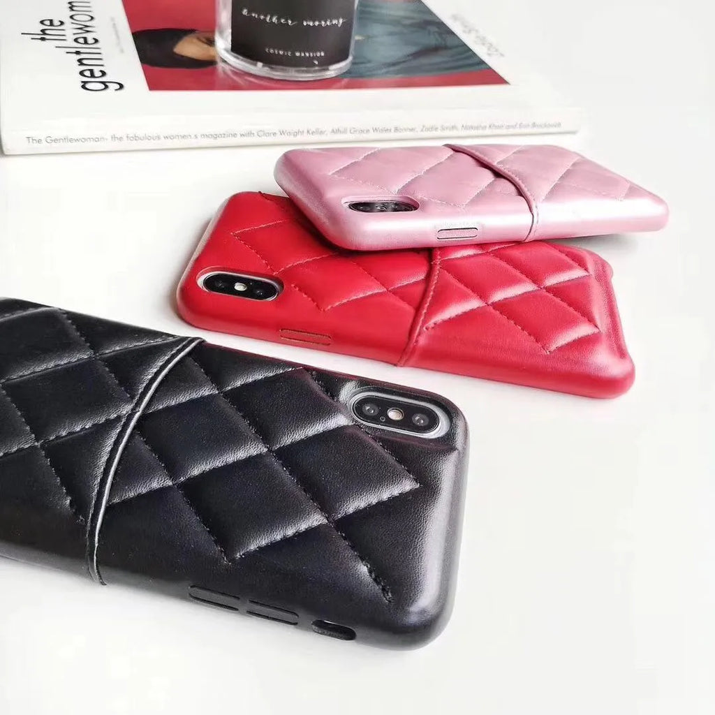 Leather mobile phone case compatible with iPhone XS Max in black, pink or red colour