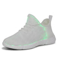 Unisex LED luminous leisure loafers with flying woven upper, EVA sole, shallow mouth, sizes 26-46, white black pink