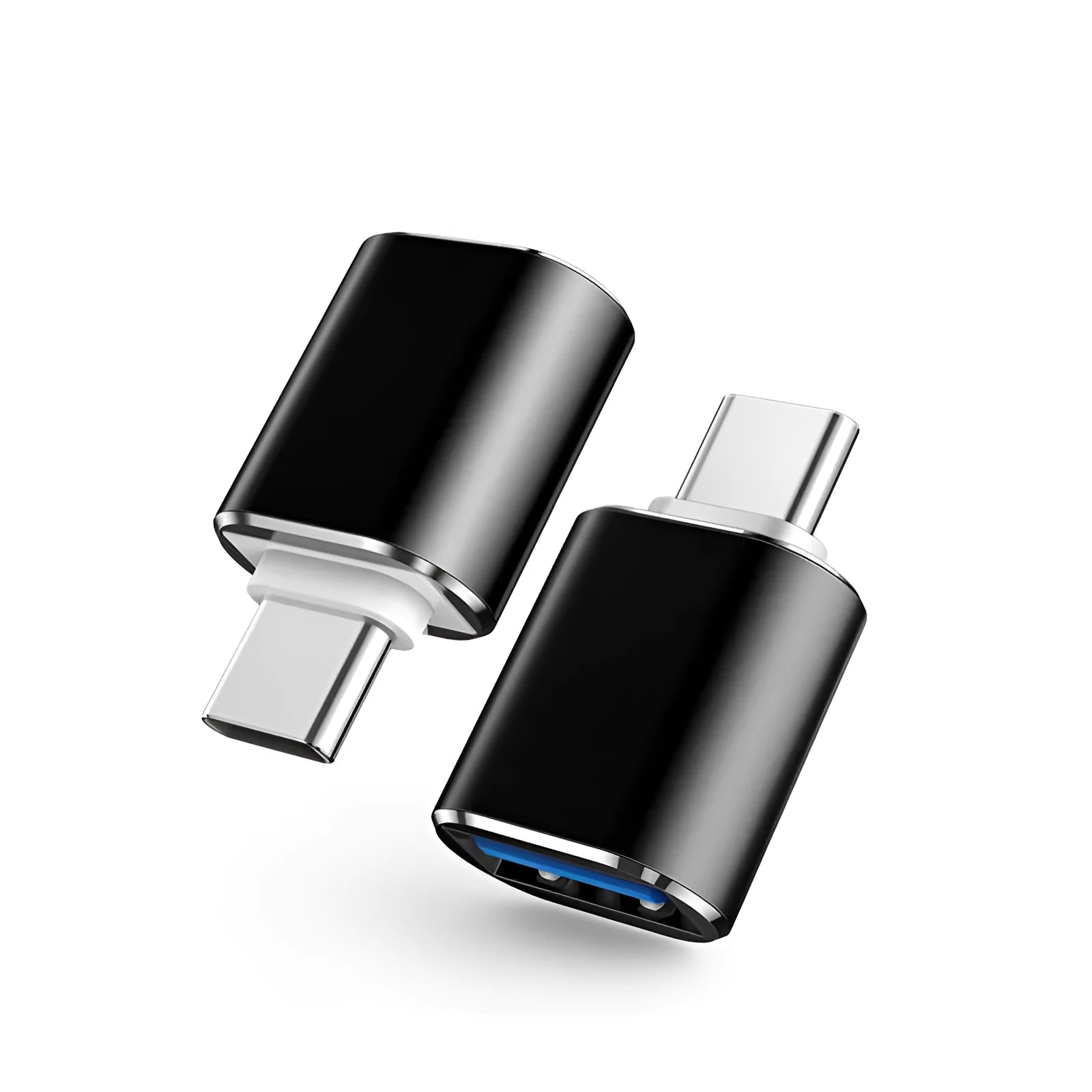 Type-C USB OTG adapter for smartphones and tablets in black, silver, and gold colour options