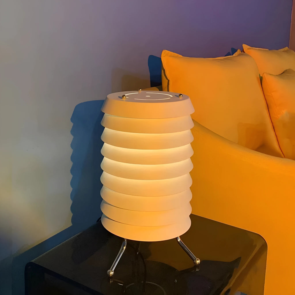 Nordic wrought iron bedside lamp with layered platinum finish, 250x350mm, on a wooden nightstand