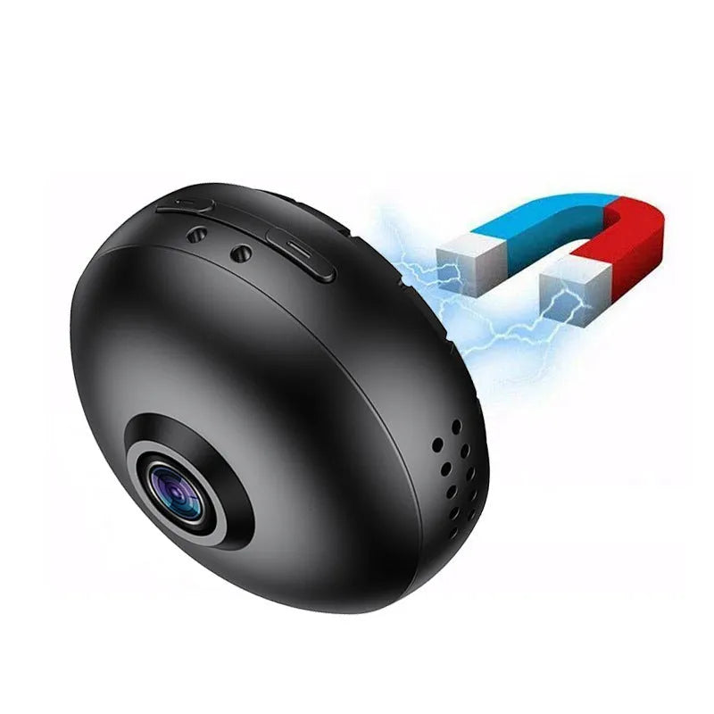 White 1080p wireless WIFI surveillance camera with a compact ABS housing and lens.