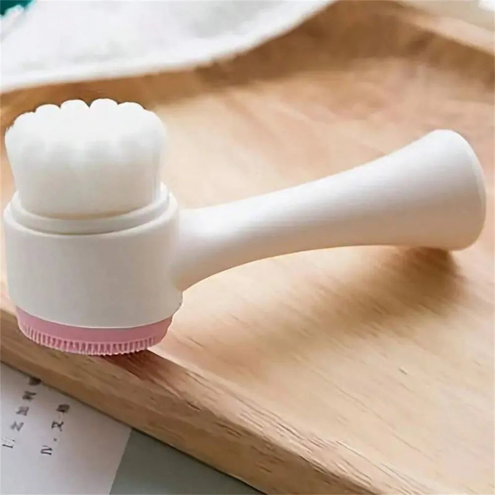 Blue and pink pet paw brush grooming tool with nylon bristles for dogs and cats