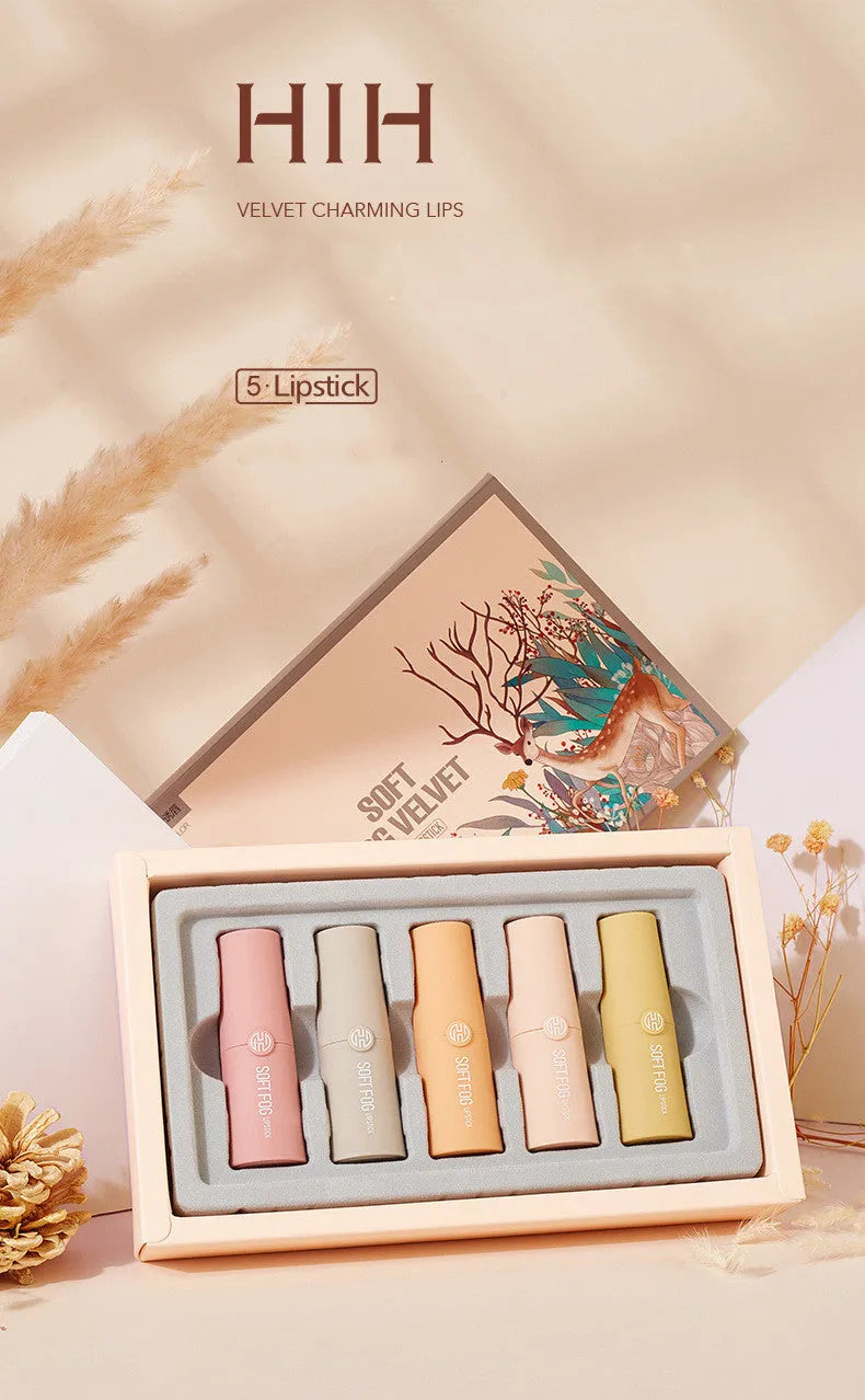 Soft mist velvet lipstick set five colours with squalane moisturising formula