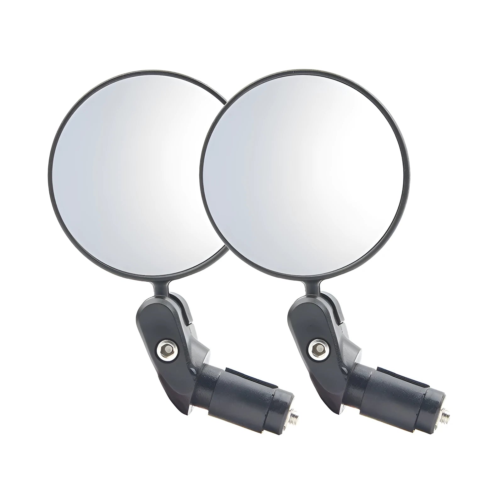 Black foldable convex rearview mirror showing 7cm diameter reflector and 14cm length adjustable arm.