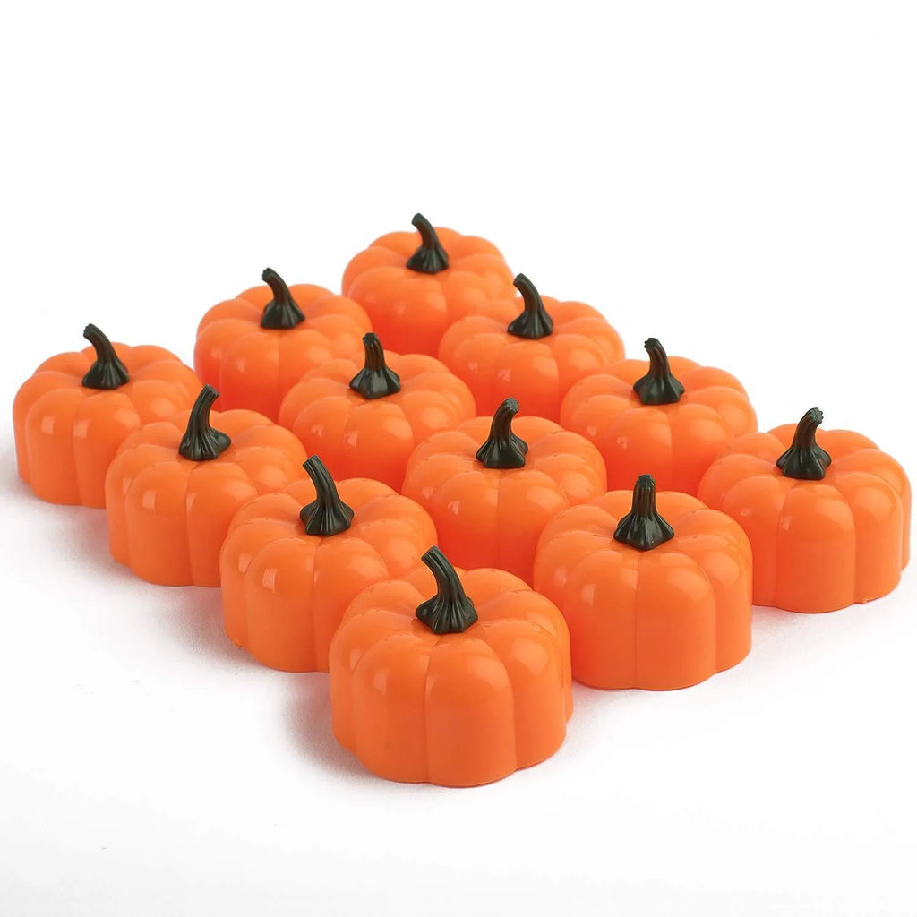 Yellow LED pumpkin light 4.9 x 4.3 cm PP injection moulded 12 pack for Halloween and Christmas