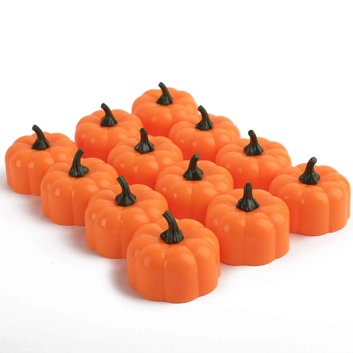 Yellow LED pumpkin light 4.9 x 4.3 cm PP injection moulded 12 pack for Halloween and Christmas