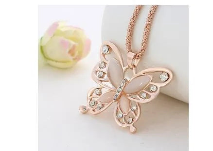 Butterfly Spirit Necklace women alloy snake bone chain pendant gold colour with fall protection
