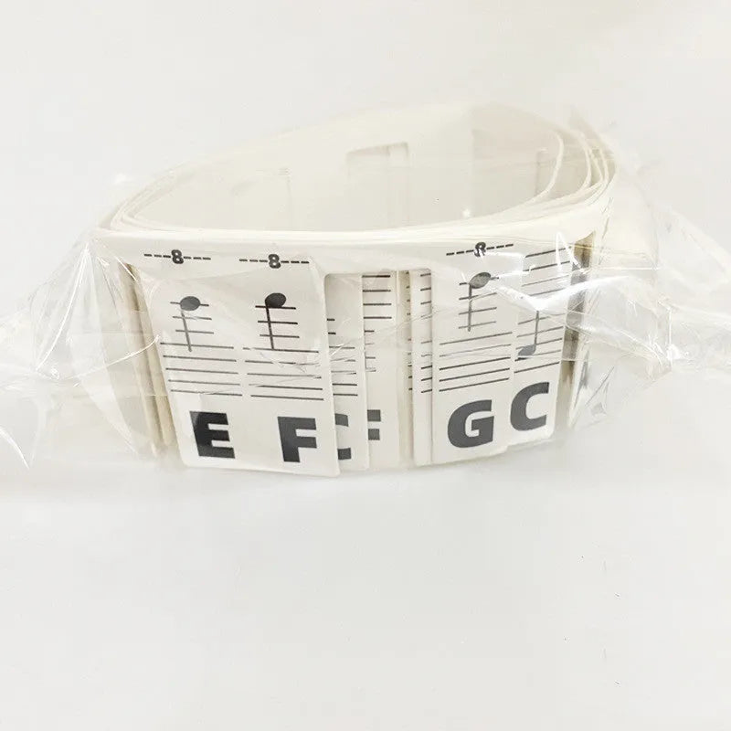 88 key piano keyboard stickers with colour note bars and black notes on white card material