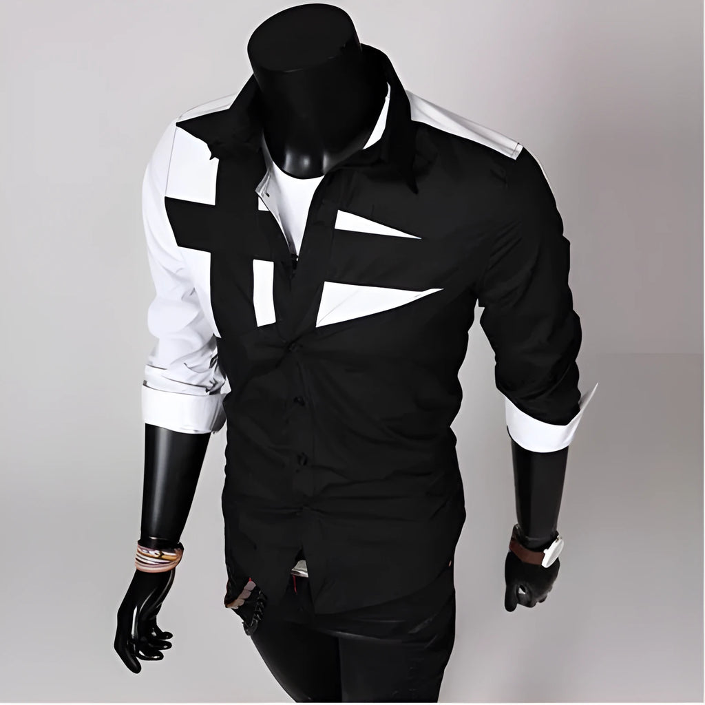 Men's long sleeve cotton shirt in white, front view