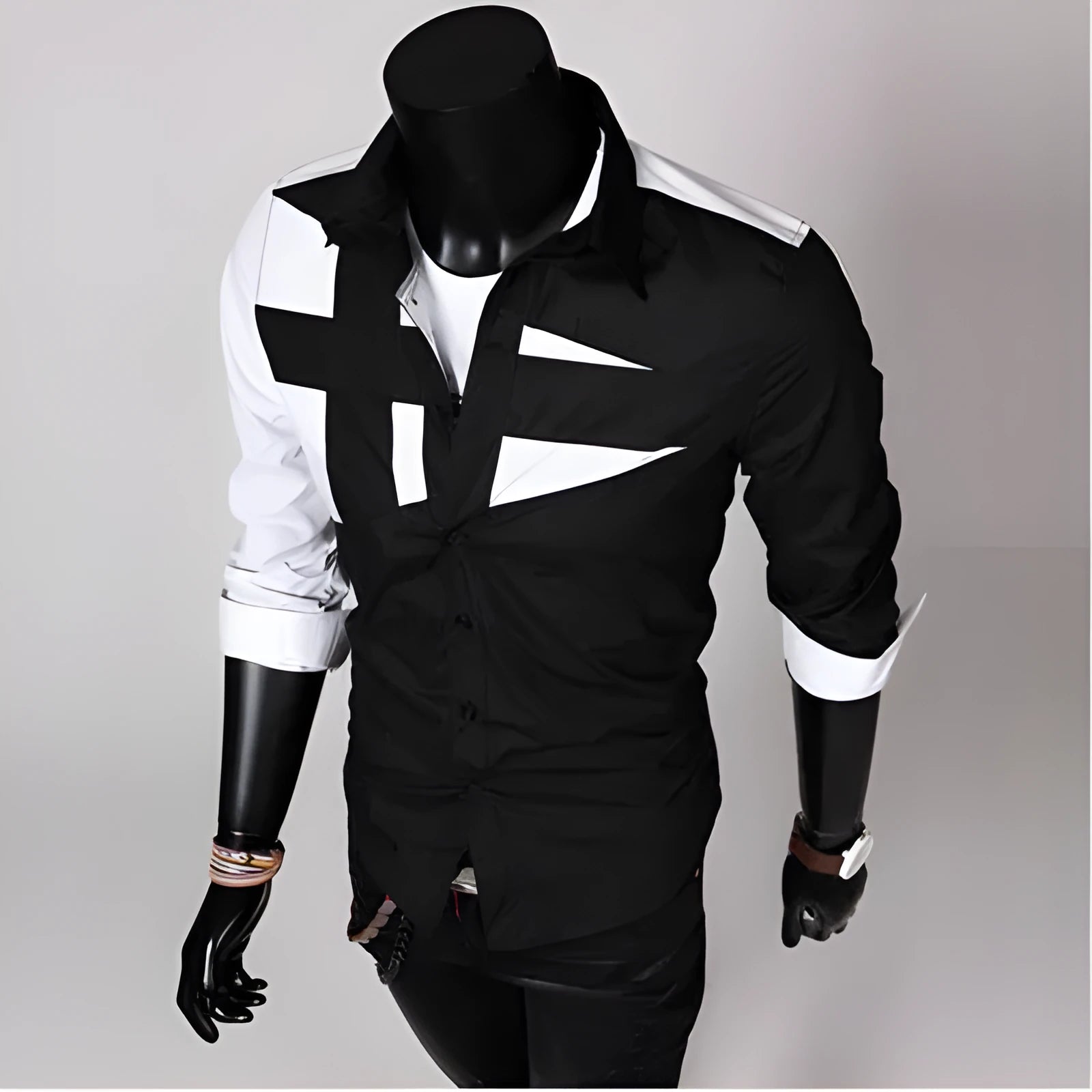 Men's long sleeve cotton shirt in white, front view