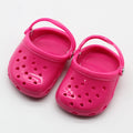 Plastic doll beach slippers in blue, red, yellow and green colours for fashion doll accessories