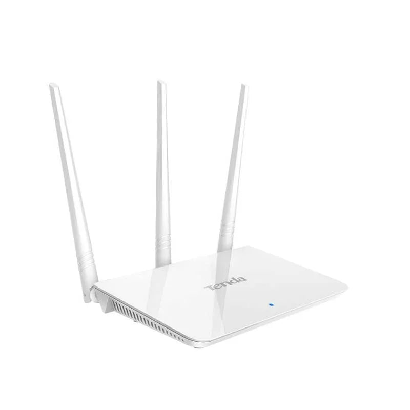 White dual-band wireless router with 2.4GHz and 5GHz support for broadband connectivity