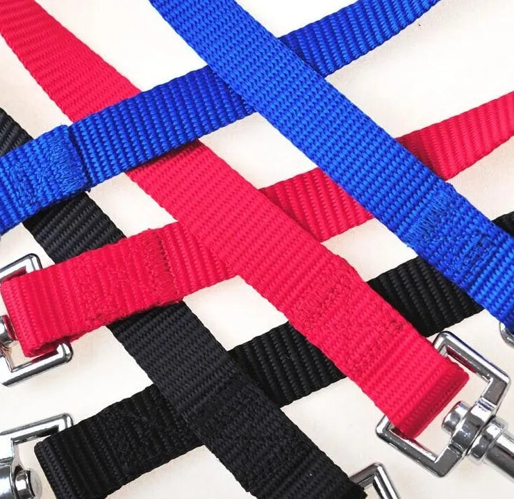 Double dog lead coupler in nylon, available in black, blue, purple, and red, sizes small medium large, 45cm length