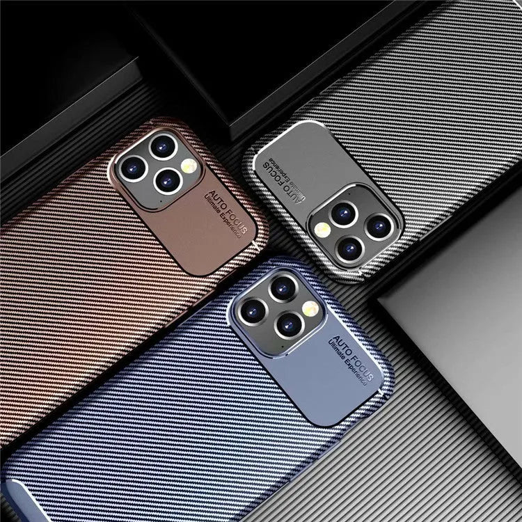 Silicone protective phone case for Apple iPhone shown in black, blue, and brown colours.