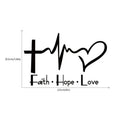 Faith hope love plus wall sticker black PVC 14.6 x 9 cm on a light wall