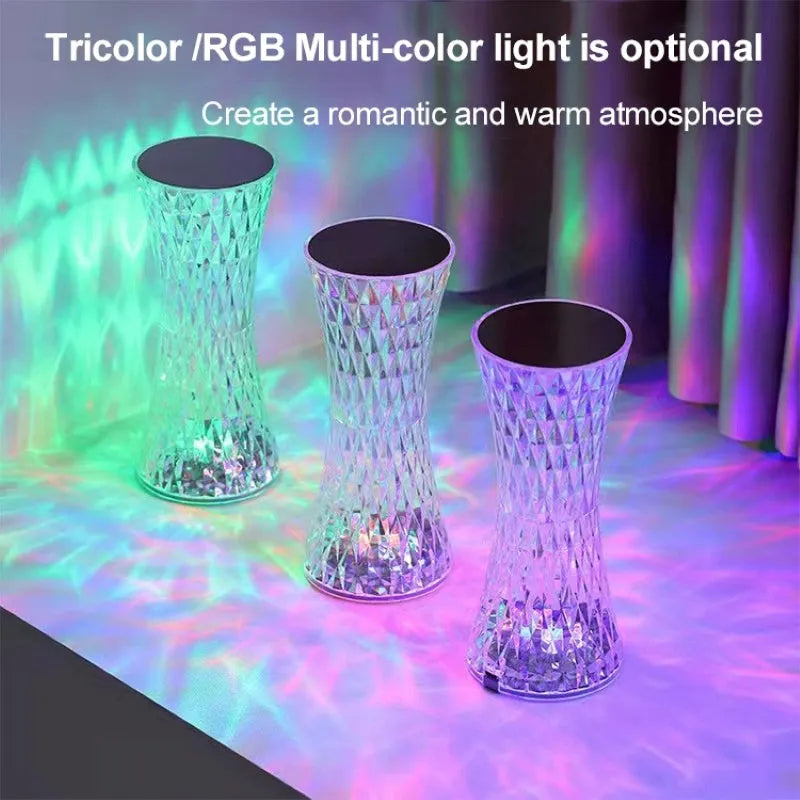 Vase shape crystal table lamp with USB charging port and remote control for bedside use