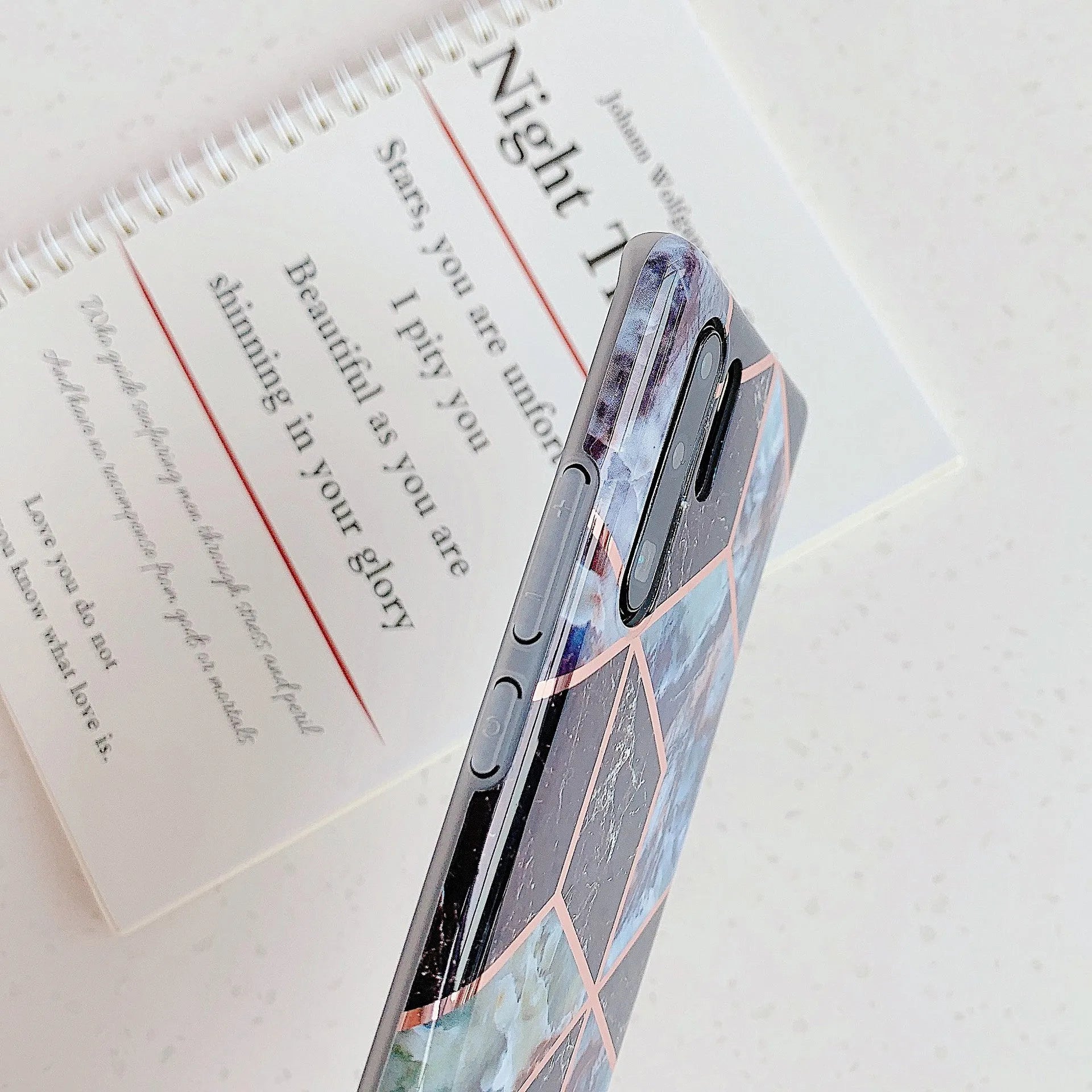 Electroplated marbled TPU mobile phone case in multiple colour options for Huawei and Samsung phones