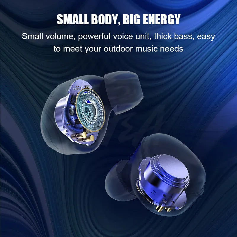 Black X10 Bluetooth wireless earbuds with charging case showing compact 150x100x40mm dimensions