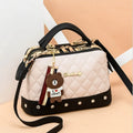 Women's PU leather square shoulder bag with zipper closure in black, small size
