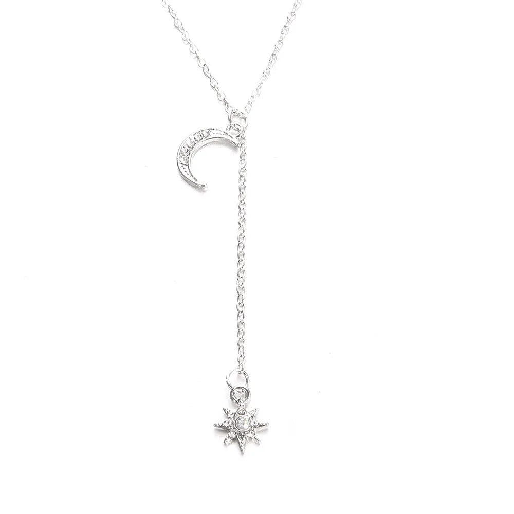 Retro moon sun pendant necklace, gold plated alloy, snake bone chain, women's jewellery