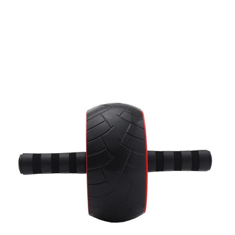 Single-wheel abdominal muscle roller with black and red tyre-skin wheel, 9 x 18 x 32.5 cm, for home or office core training